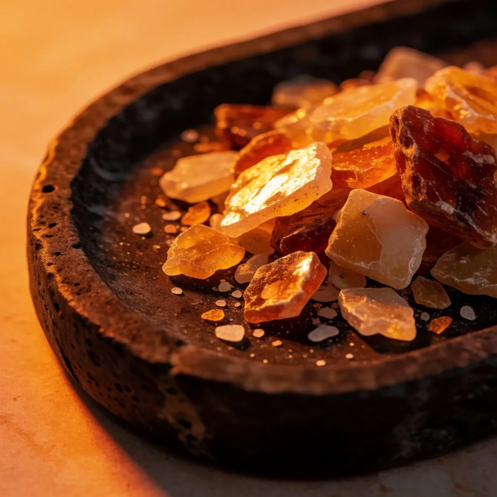 Mineral crystals on dark surface