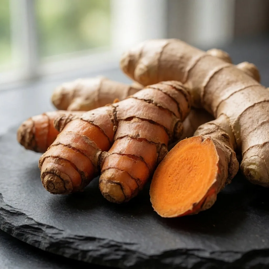 Fresh turmeric and ginger roots